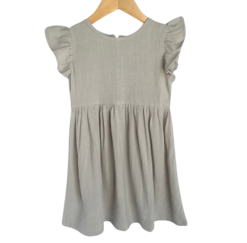 Nora - Grey Flutter Sleeve Dress
