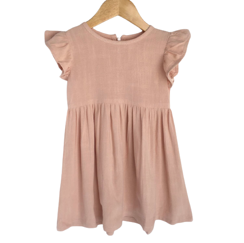 Nora - Pink Flutter Sleeve Dress