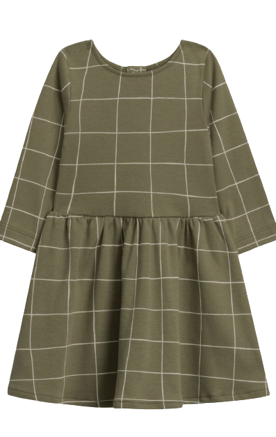 Kate - Organic Long Sleeve Swing Dress - Forest