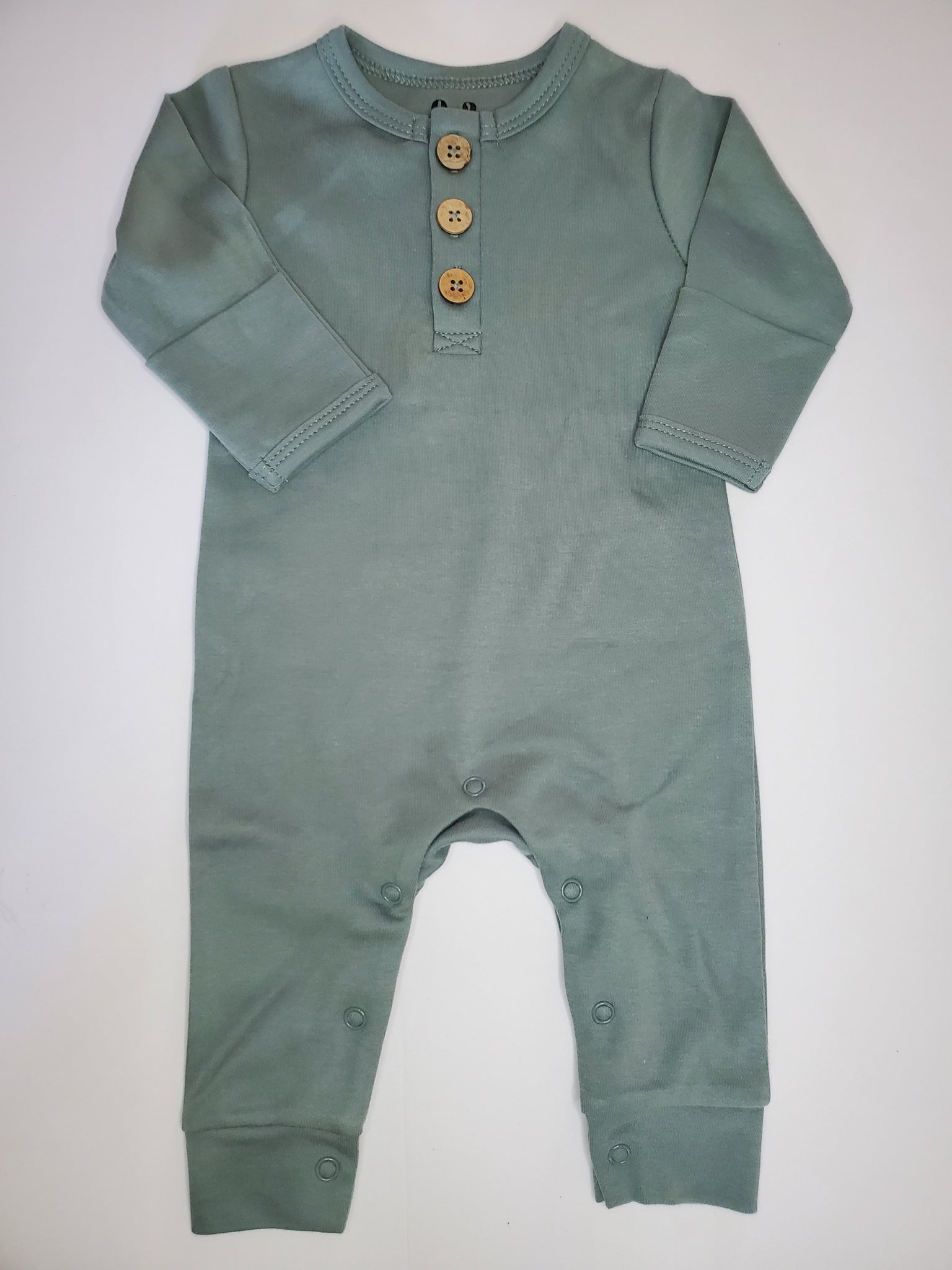 Owen - Long Sleeve Button Romper - Teal